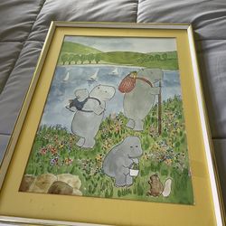 Susan Gantner Hiking Hippos Art Wall Decor