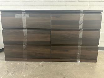 Modern 6-drawer walnut/dark-brown dresser