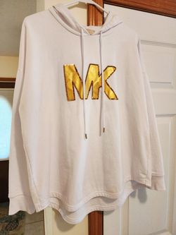 Michael Kors White Hoodie With Gold MK Logo