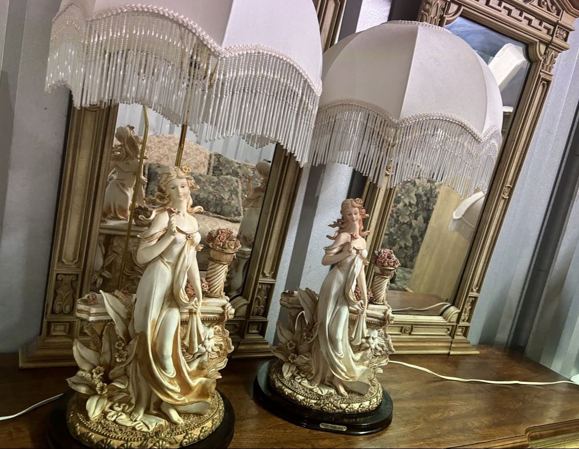 Large Antique Art Nouveau L& F Moreau French Victorian Figural Table Lamp