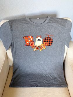Women’s Fall Halloween T shirt “Boo” with ghost - Size Large -  New without tags!
