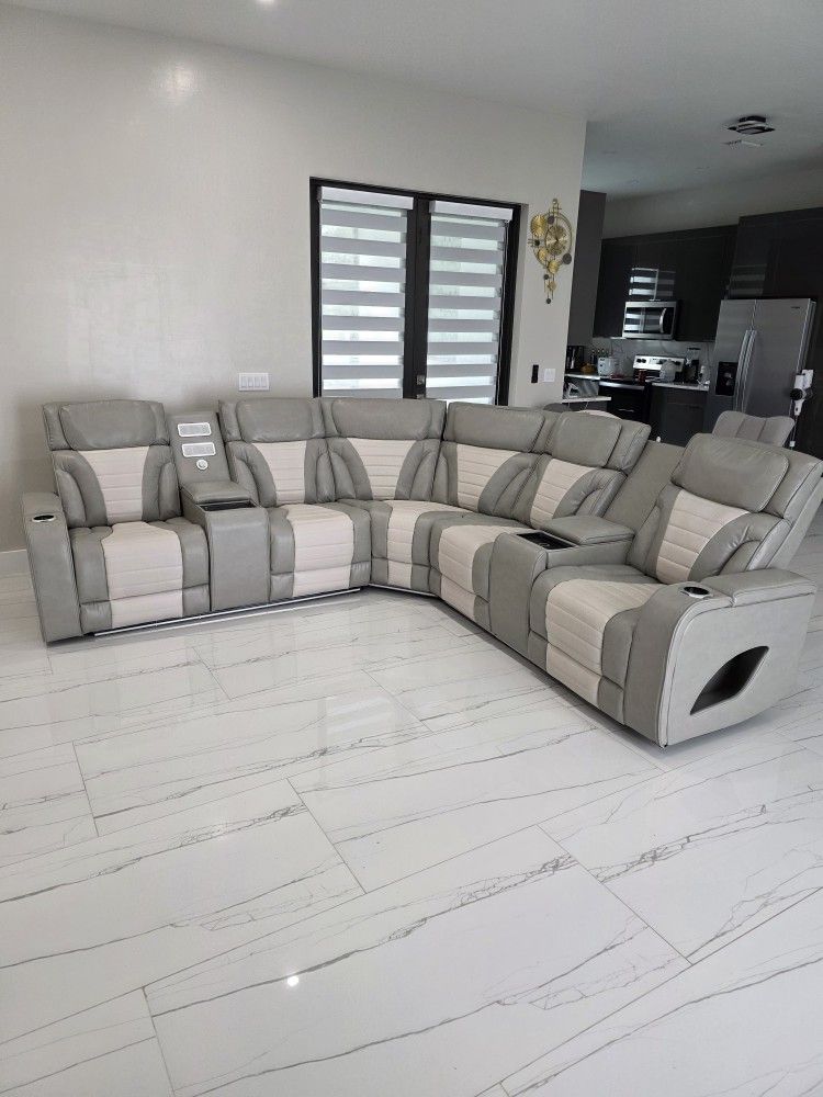 Seccional Reclinable Led Electrico 