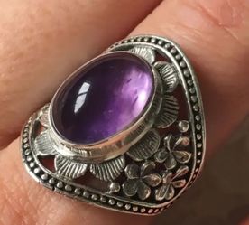 Silver plated purple amethyst color ring size 7 to 13 available