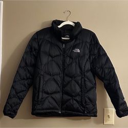 WOMENS LARGE NORTH FACE PUFFER JACKET COAT BLACK 550