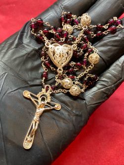 Beautiful Sterling Silver Catholic Rosary – Devotional Prayer Beads – 21.5”
