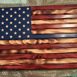 Handcrafted Wood American Flag