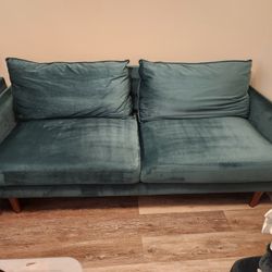 green velvet loveseat / couch