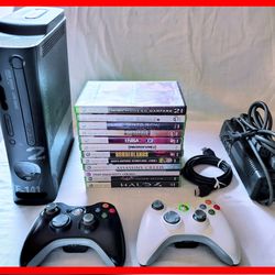 Microsoft Xbox 360 modern warfare 2 console with 2 controllers 12 games power supply