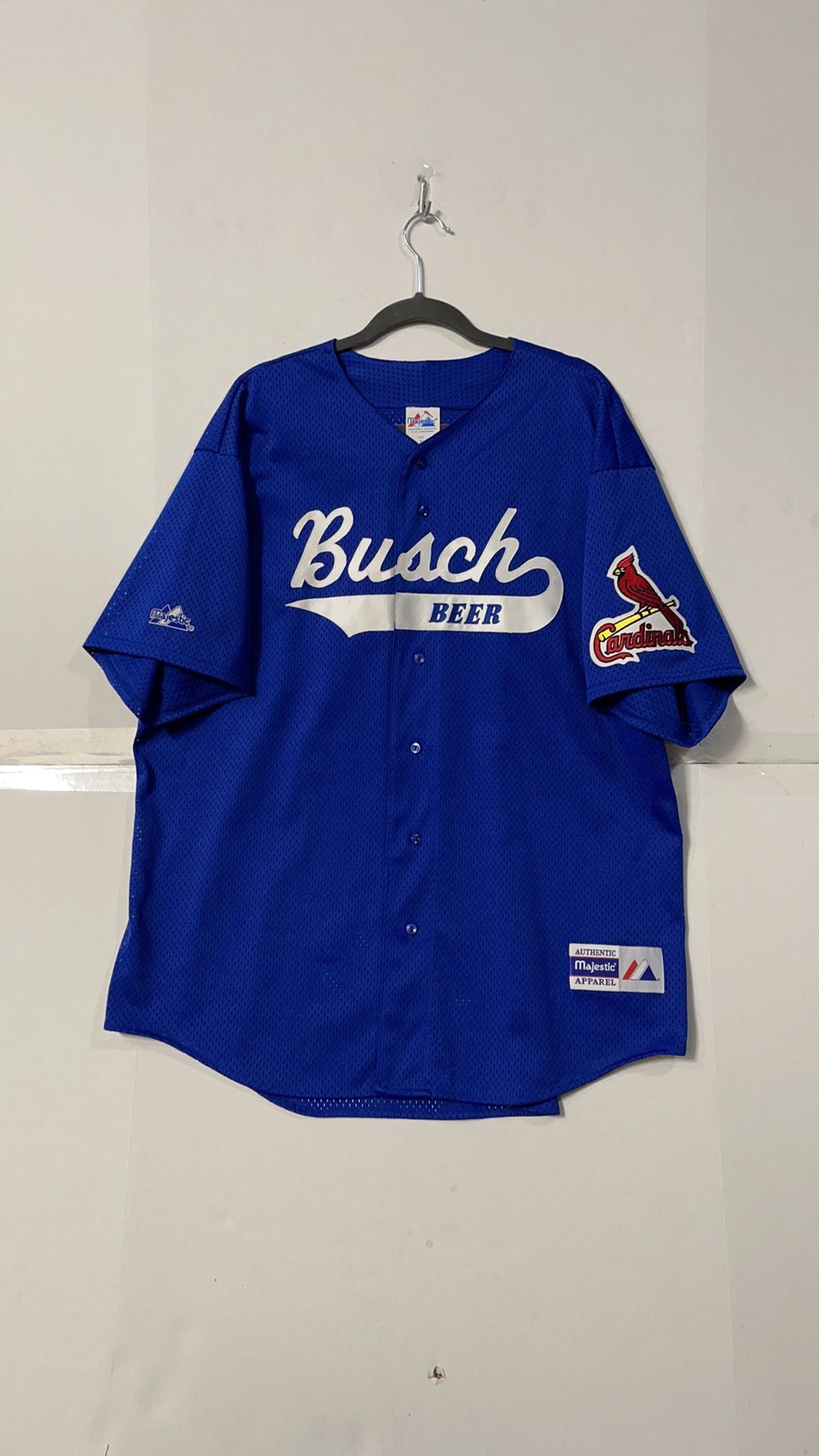 *V Rare* Vintage Authentic Majestic Apparel BUSCH BEER St.Louis Cardinals  Deep Blue Baseball Jersey