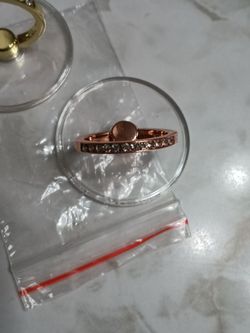 Transparent Cell Phone Finger Grip Ring (1", Coppery Rose-Gold with Bling)