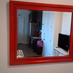 Large Mirror With Red Frame