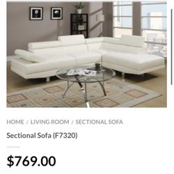 White Faux Leather Sectional Sofa 