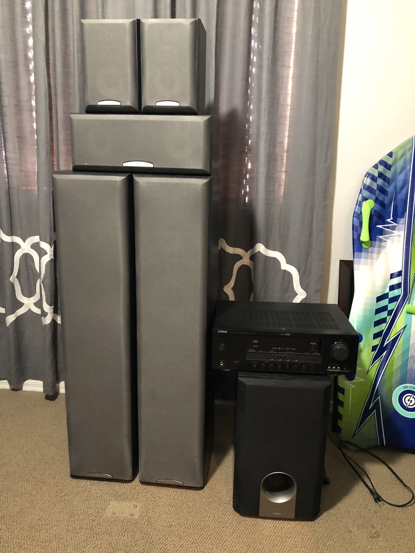Sony floor speakers with Yamaha A/V receiver