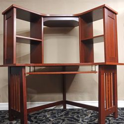 Mahogany Wood Office Corner Desk with Hutch - Delivered