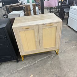 Rattan Door Hidden Cat Litter Box Cabinet