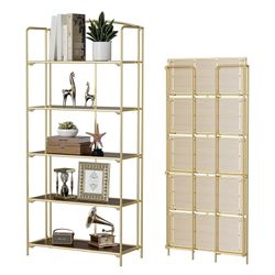 New Gold 5-Tier Folding Bookshelf 