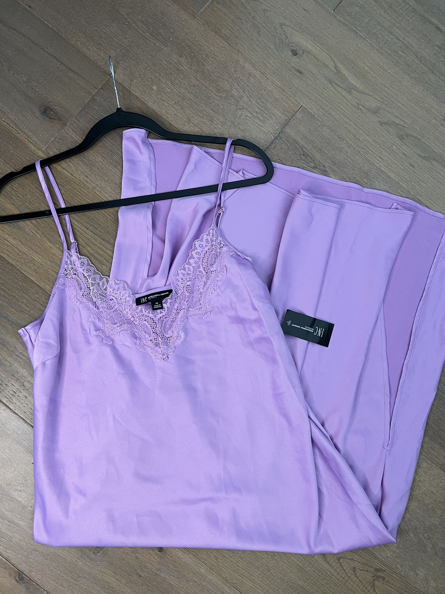 NWT INC Lace Trim Satin Nightgown