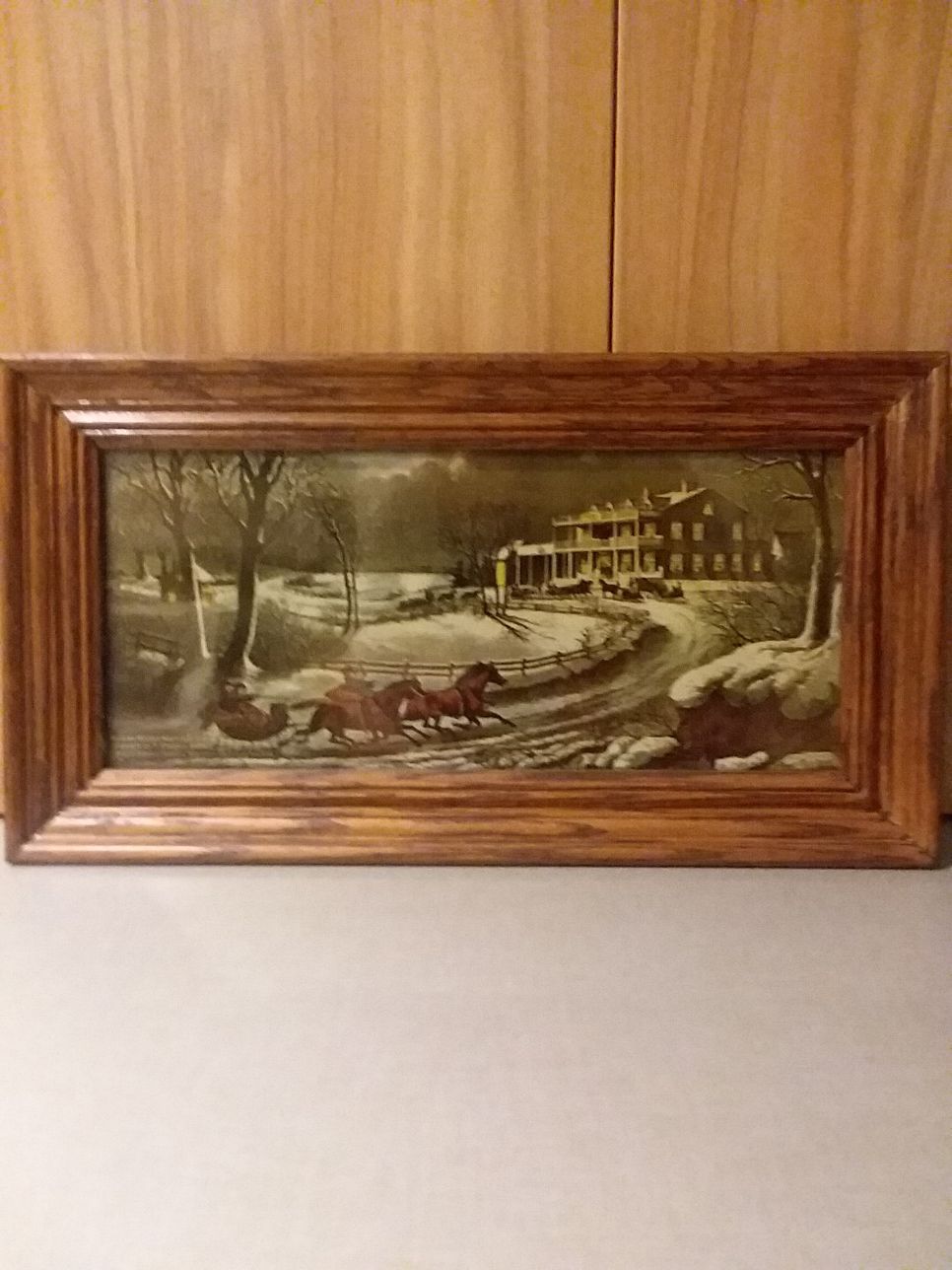 Vintage Framed "American Winter Scenes-Evening" Lithograph