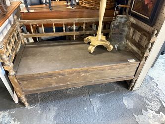 Wood bench with storage