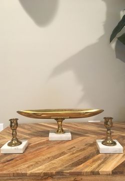 Antique gold and marble candle holder/centerpiece