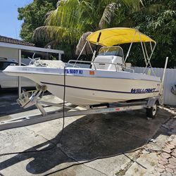 Bote de 19 pies con motor jonson 115 hp 2002 dos tiempo  listo para el agua gps nuebo cargador de baterrria nuebo listo trailer de aluminiom completo 