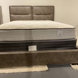 New Queen Size Bed PU Leather Bed 