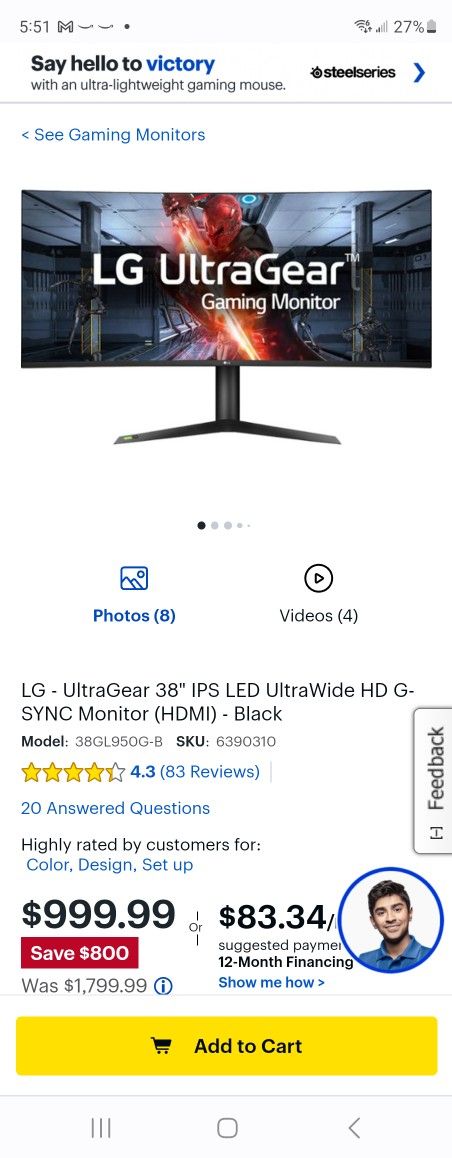 LG UltraGear 38 WQHD IPS Curved Gaming Monitor