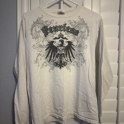 Y2K VTG BOHO WHITE FEARLESS WAVE-RIDER LONGSLEEVE THERMAL SIZE M SMALL BACK HIT