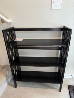 Black 3-Tier Folding Wooden Bookcase / Console Table