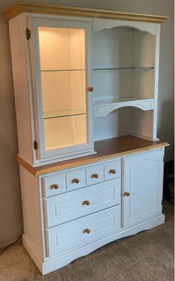 White Wood Hutch Cabinet