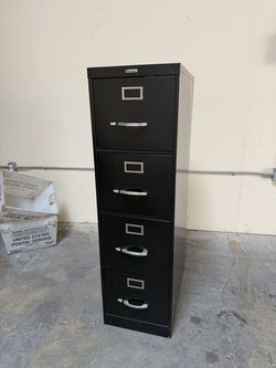 Premier Black Metal 4 Drawer Vertical Filing Cabinet 15W x 26.5D x 52H