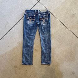 Rock Revival Lyela Jeans Womens Blue Denim Embellished Flap Pocket Y2K Western