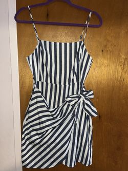 Essue Navy And White Striped Wrap Dress