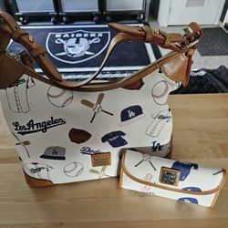Dooney Bourke Los Angeles Dodgers Celeste Shoulder Handbag Purse and Wallet 