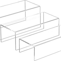 Sezanrpt Acrylic Shelf Risers, Display Stands, 3 Pcs