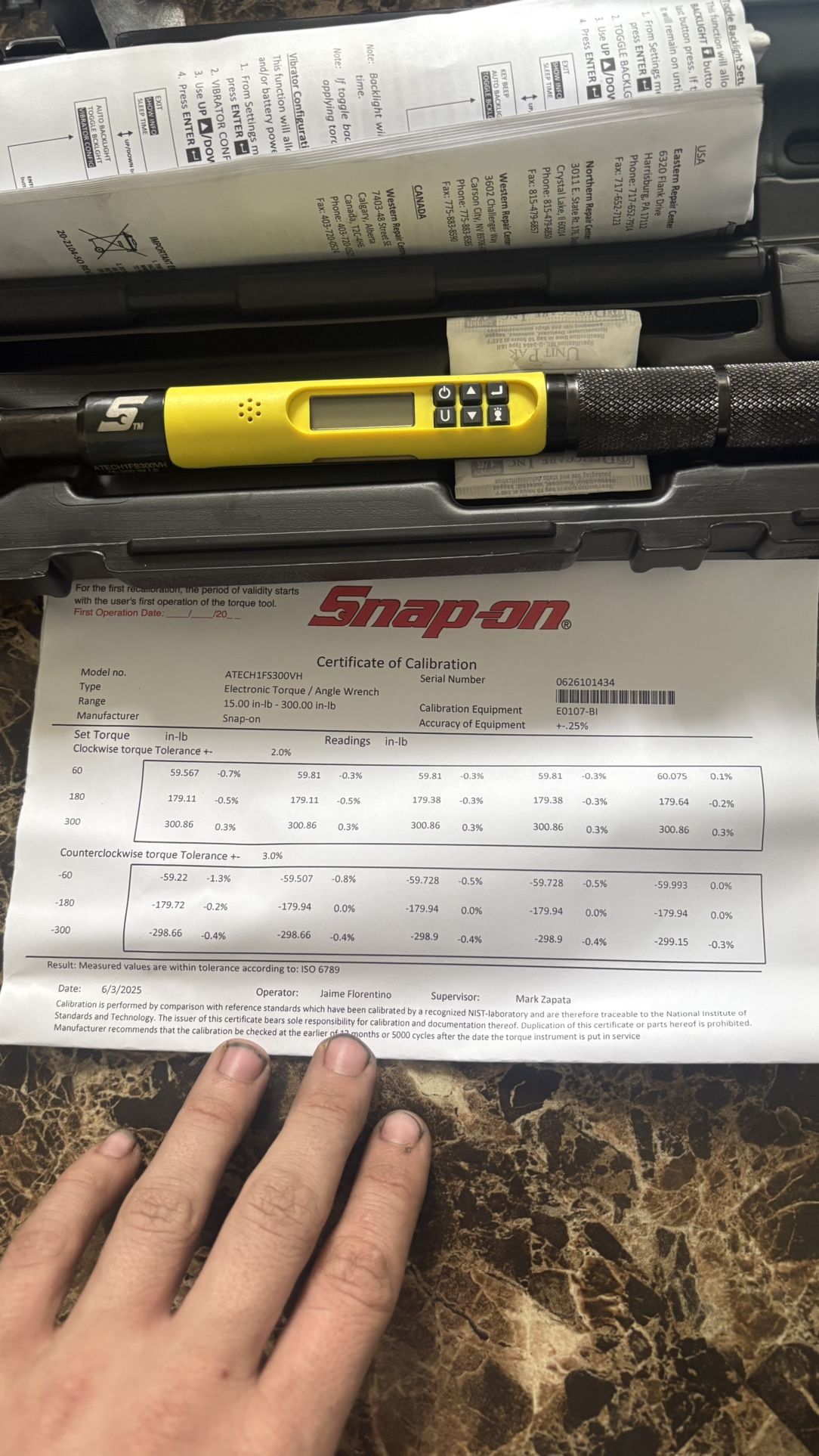 1/4 Drive Snap On Torque Wrench