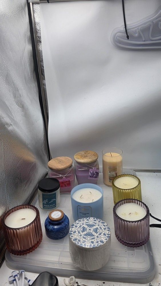 a large set of scented candles