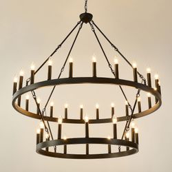 HHR 48in Chandelier 36-Light Black Rustic