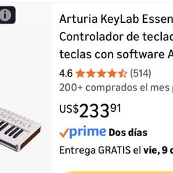 Arturia KeyLab Essential mk3 - Controlador de teclado MIDI USB de 49 teclas con software Analog Lab V incluido