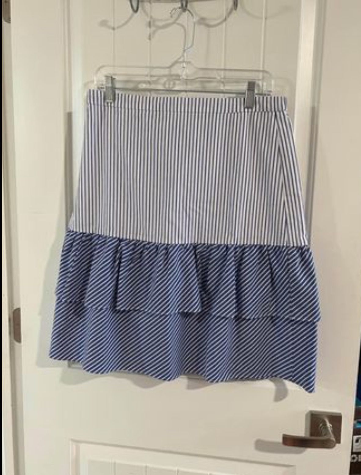 Womens J. Crew Blue & White Stripped Skirt Size 8