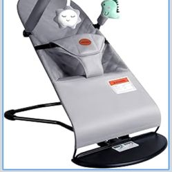 Baby Bouncer Seat for Infants 0–6 Months, Portable Foldable Infant Bouncer Chair with Toy Bar, Washable Fabric Baby Rocker