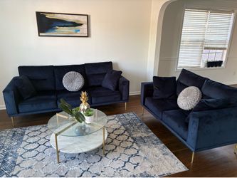 Dark Blue couch and loveseat set