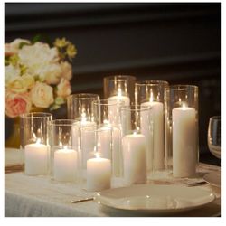 Assorted Wedding Tabletop decor: Vases, Votives, Taper Hurricanes 