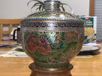 Vintage Chinese cloisonné glass bowl