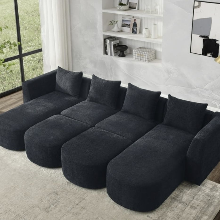 Brand New In Box CARBRO Black Fabric Sectional Couch