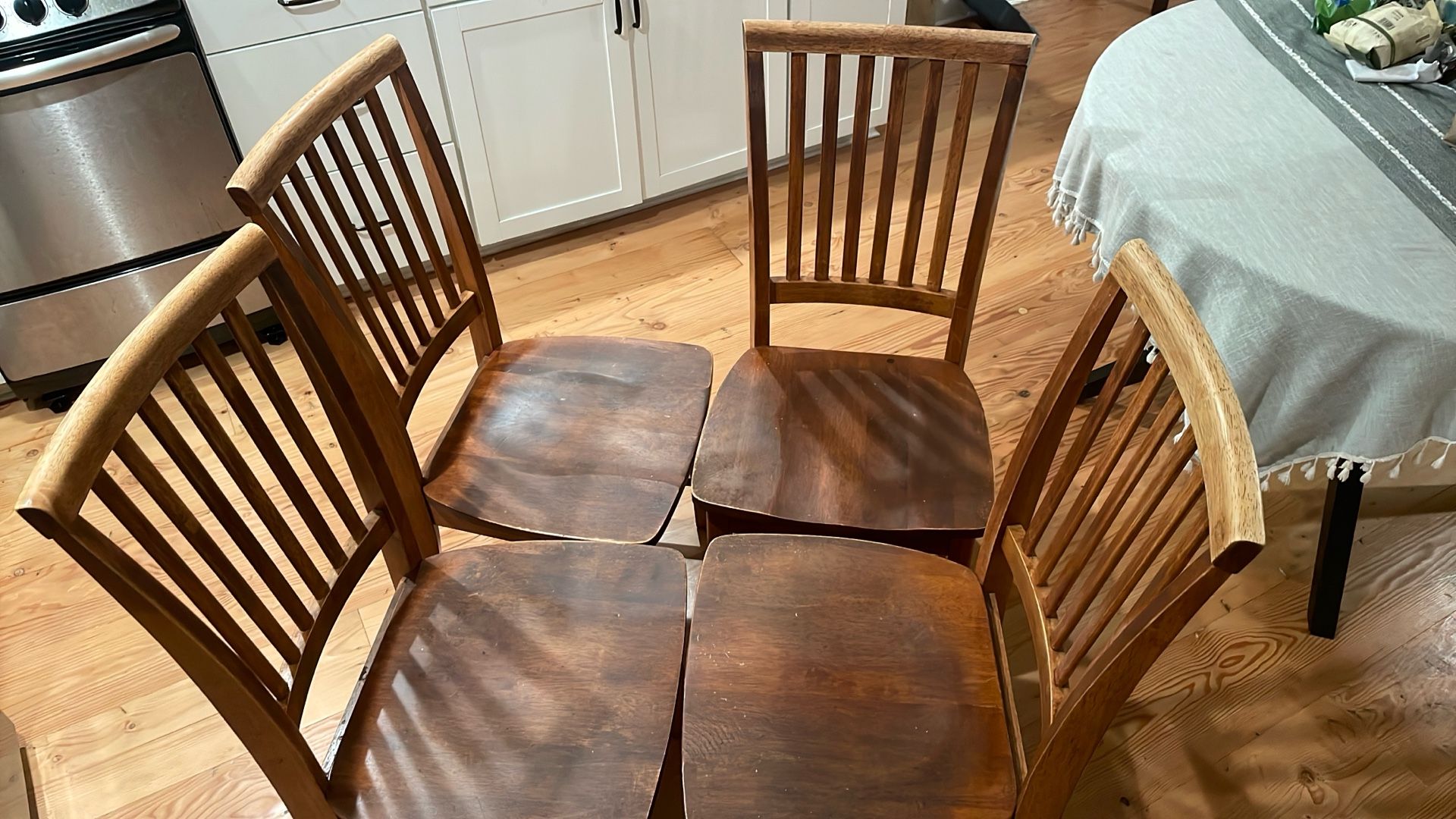 Set of 4 Wood Dining Chairs