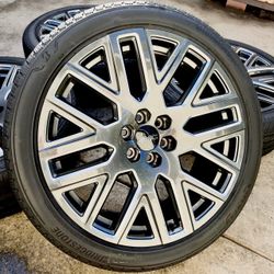 New 2027 24” GMC Yukon Denali Ultimate OEM Wheels and 285/40R24 Bridgestone Tires 100% Tread