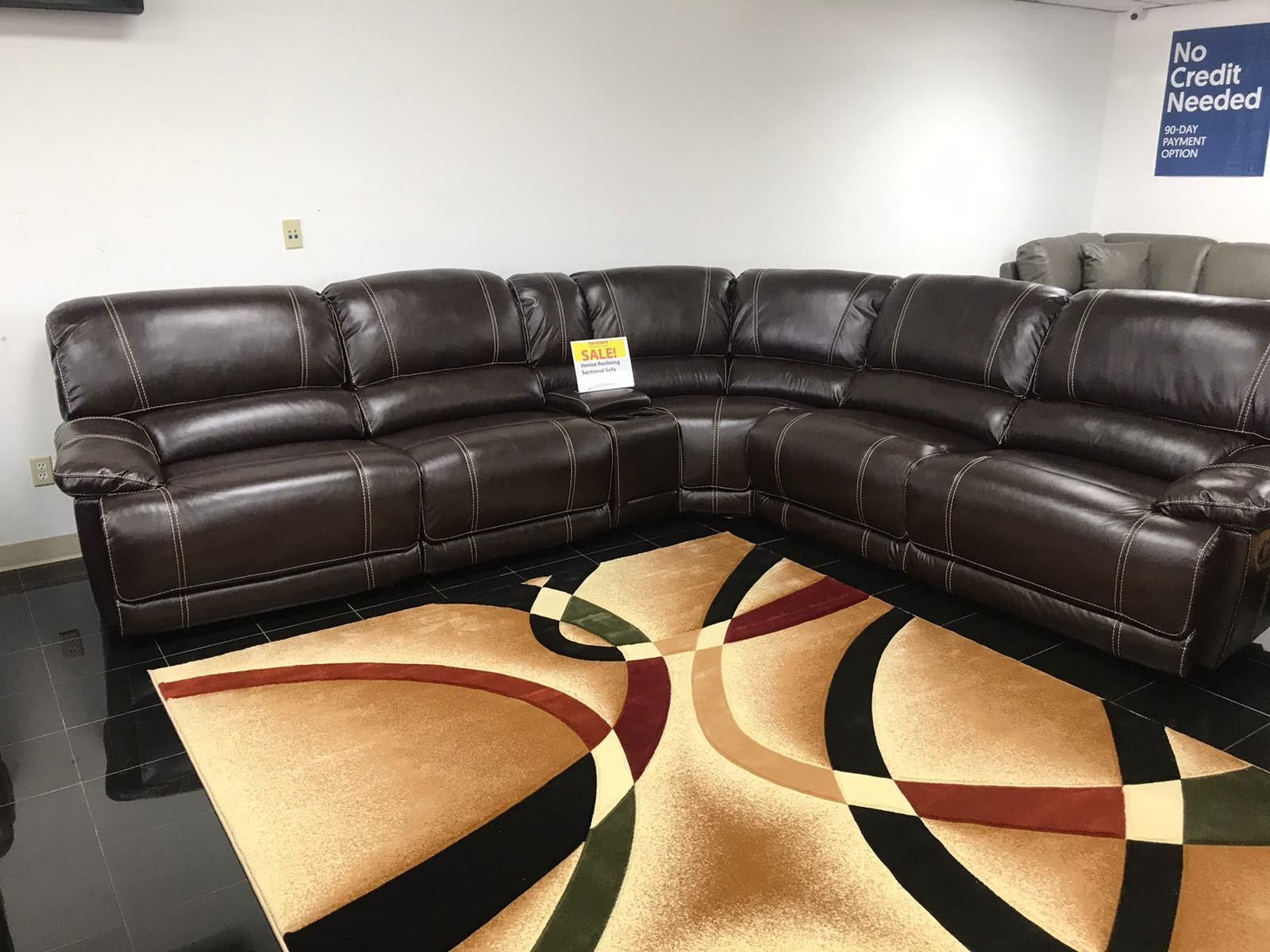 Venice Brown Reclining Sectional Sofa $999. NO CREDIT CHECK FINANCING