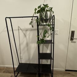 Black Hallway Hanging Rack With Storage 