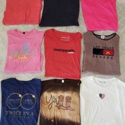 Women's Size XL Tshirts! Collection Of 9 Tshirts: 6 Graphic T's & 3 Plain Colors! Price For All!